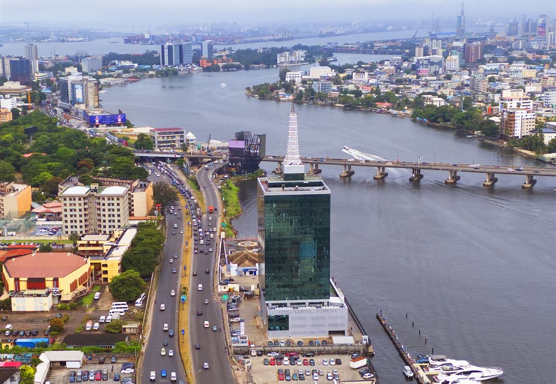 Aerial view of Victoria Island, Lagos