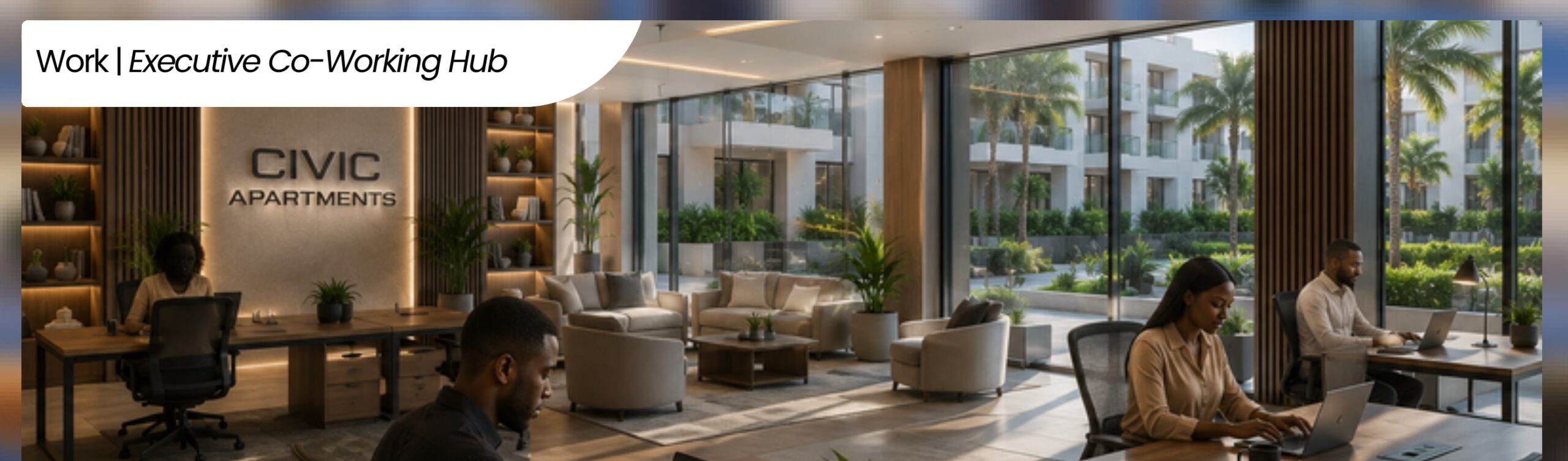 Executive co-working hub at Civic Apartments