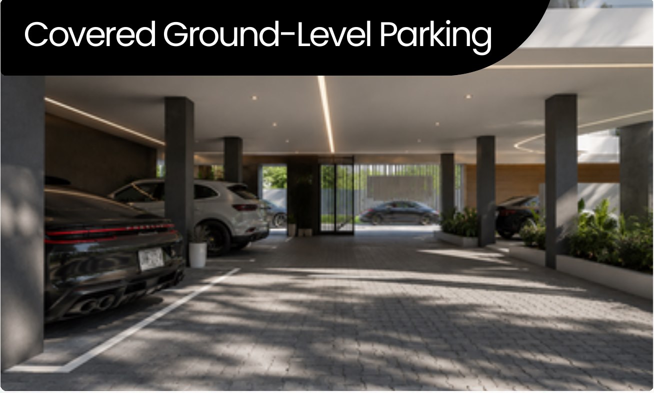 Covered ground-level parking at Civic Apartments