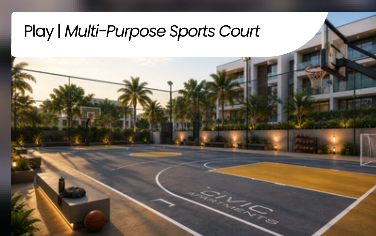 Multi-purpose sports court at Civic Apartments