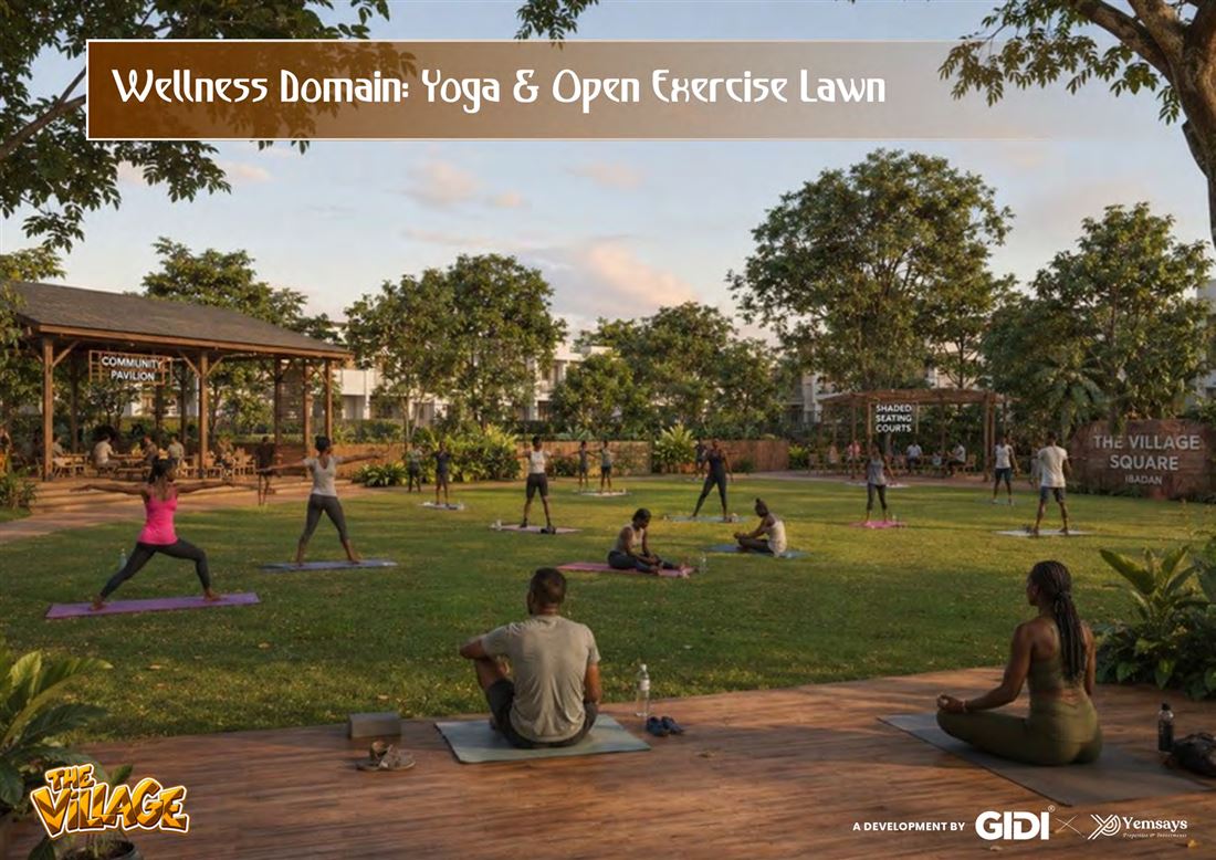 Yoga and open exercise lawn render